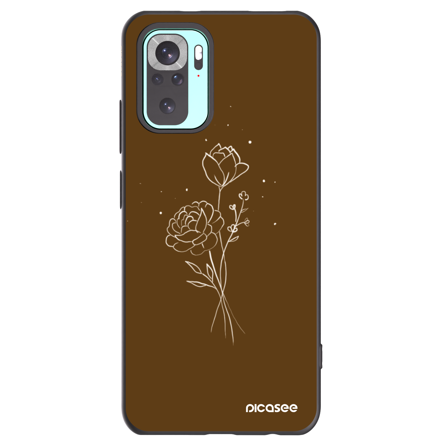 Picasee husă neagră din silicon pentru Xiaomi Redmi Note 10 Pro - Brown flowers