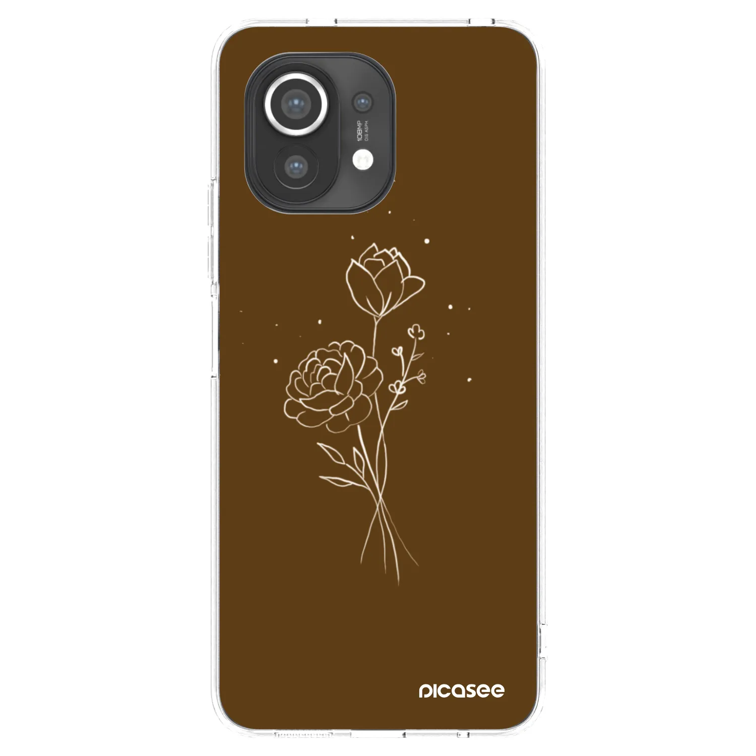 Picasee husă transparentă din silicon pentru Xiaomi Mi 11 - Brown flowers