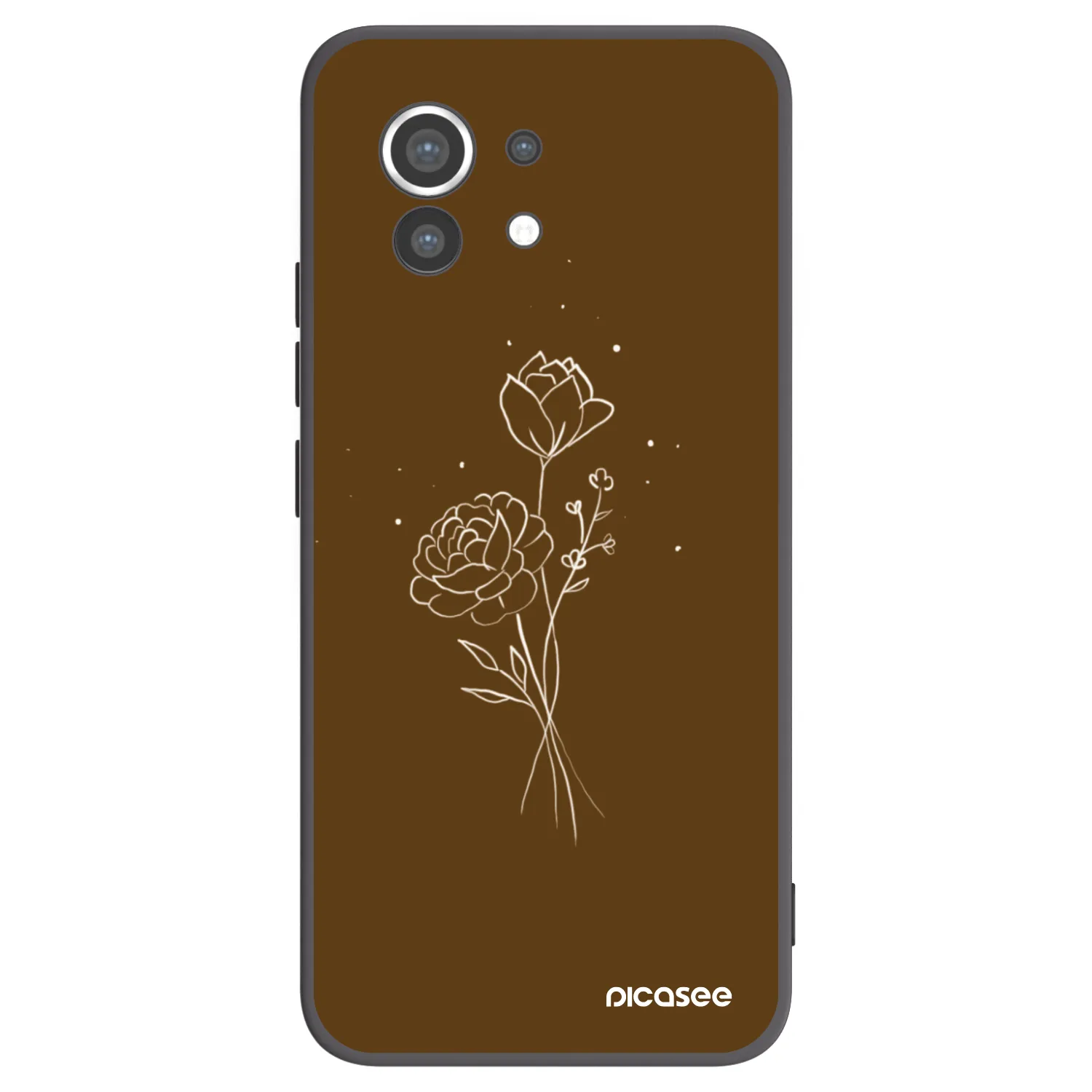Picasee husă neagră din silicon pentru Xiaomi Mi 11 - Brown flowers