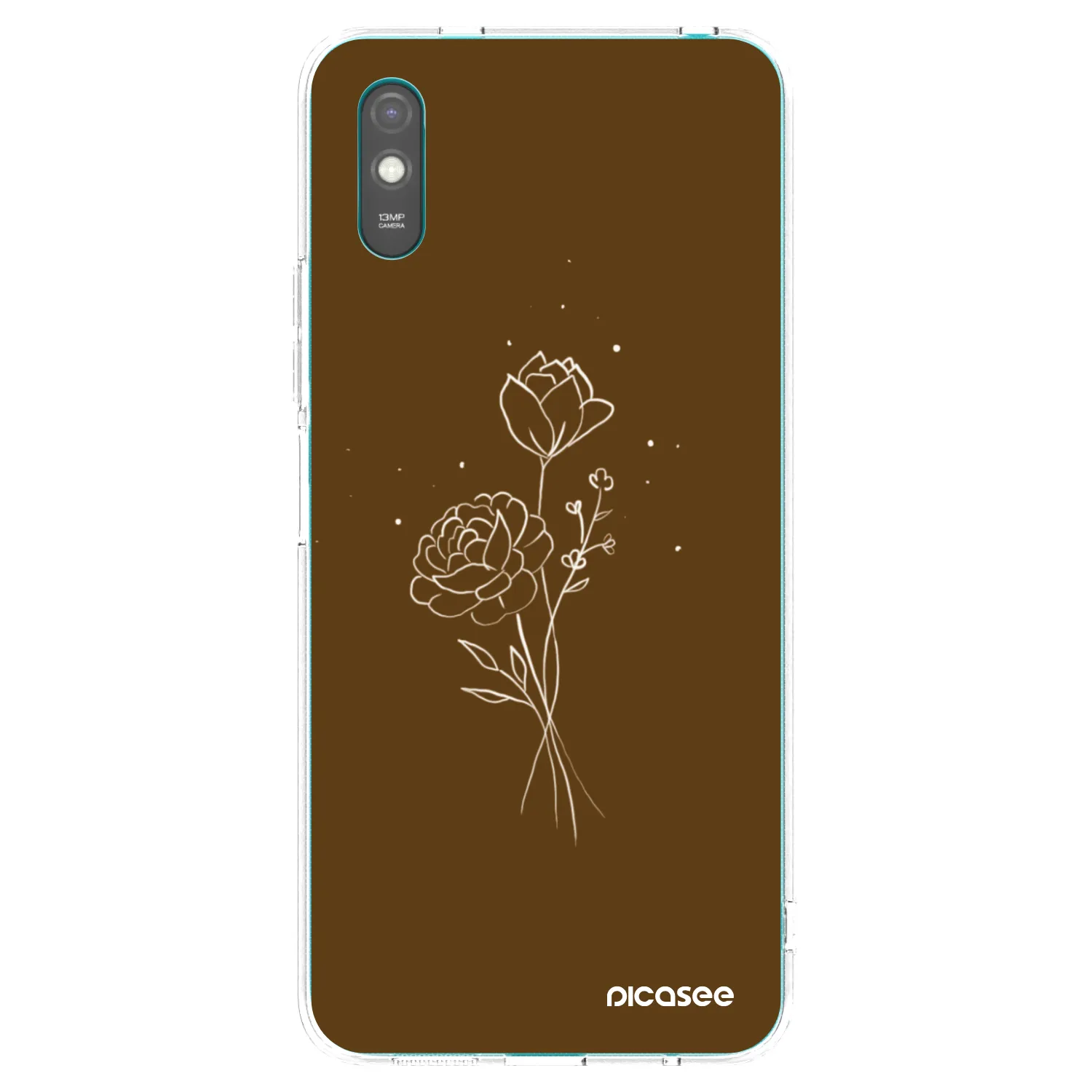 Picasee husă transparentă din silicon pentru Xiaomi Redmi 9AT - Brown flowers