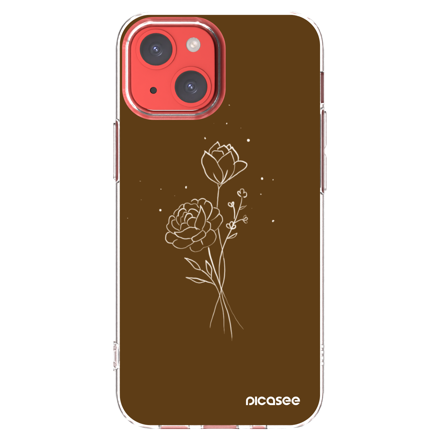 Picasee husă transparentă din silicon pentru Apple iPhone 13 mini - Brown flowers