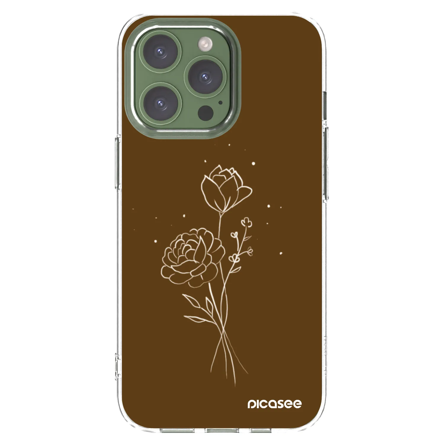 Picasee husă transparentă din silicon pentru Apple iPhone 13 Pro - Brown flowers