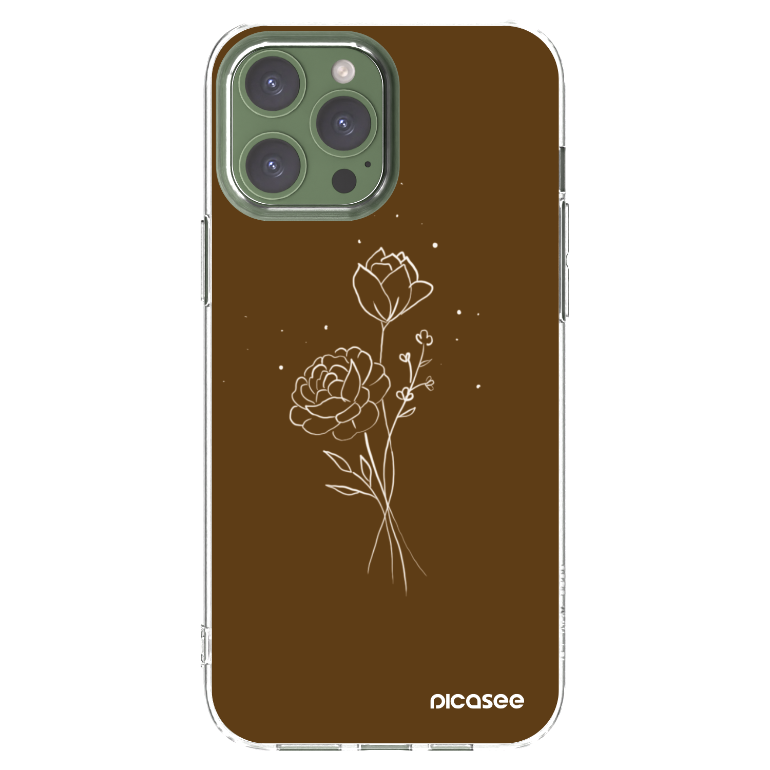 Picasee husă transparentă din silicon pentru Apple iPhone 13 Pro Max - Brown flowers