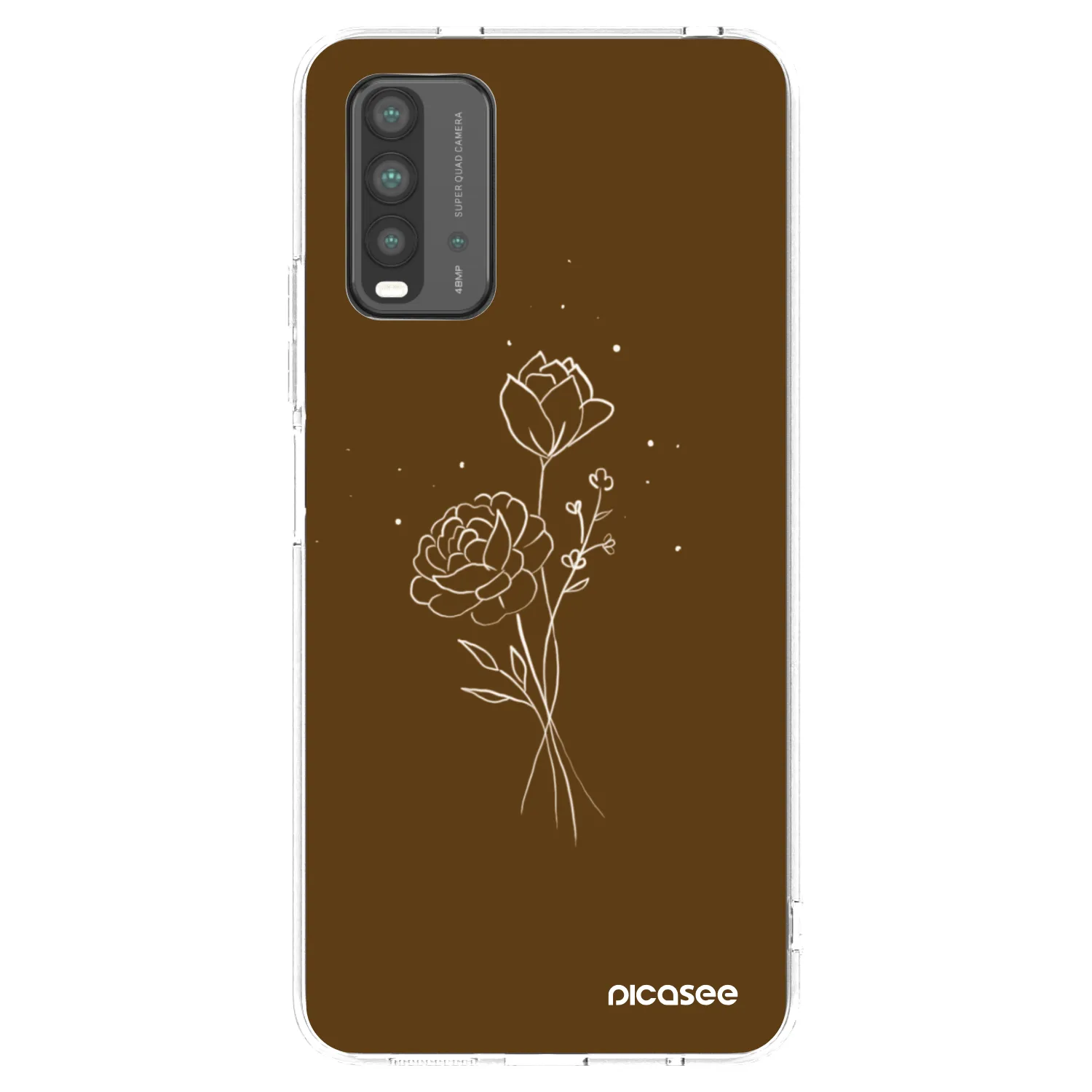 Picasee husă neagră din silicon pentru Xiaomi Redmi 9T - Brown flowers