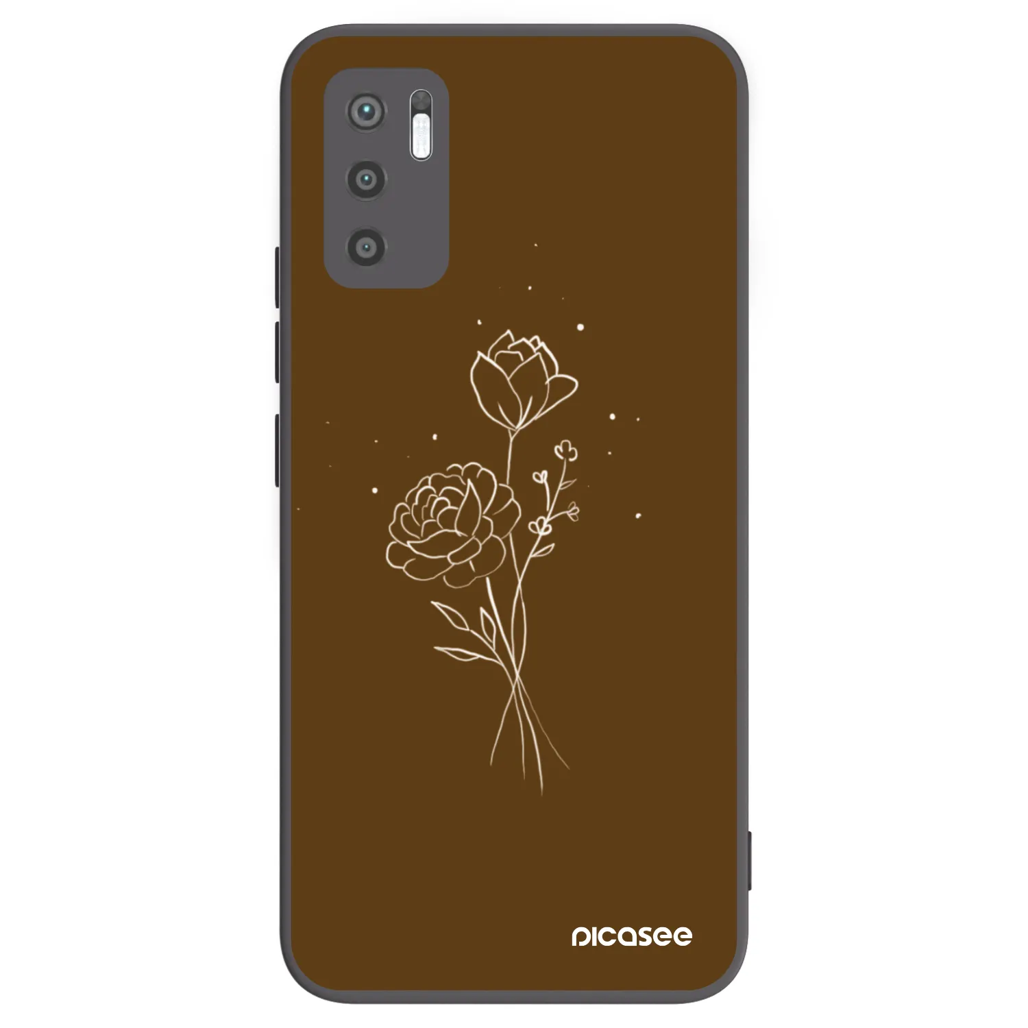 Picasee husă neagră din silicon pentru Xiaomi Redmi Note 10 5G - Brown flowers