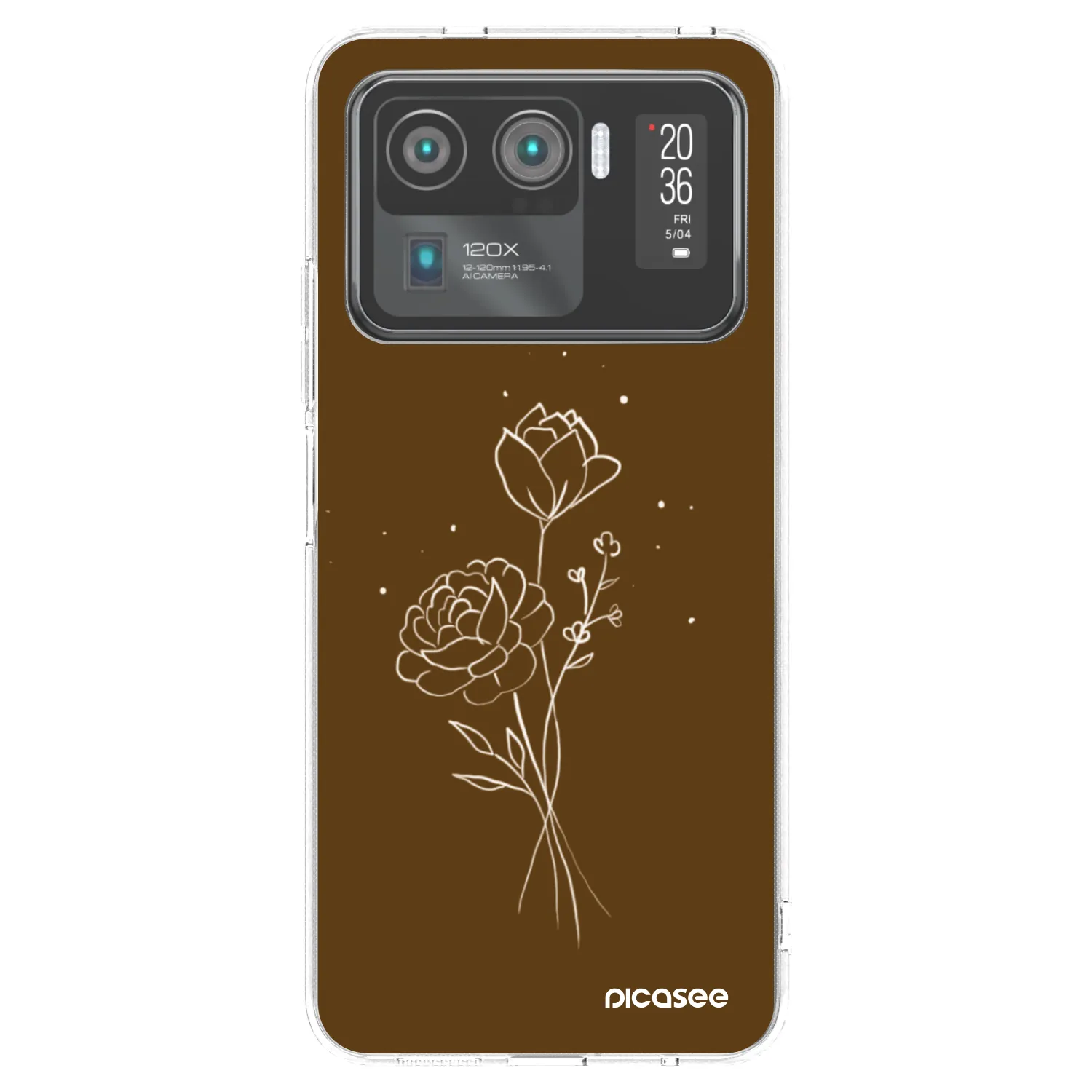 Picasee husă transparentă din silicon pentru Xiaomi Mi 11 Ultra - Brown flowers