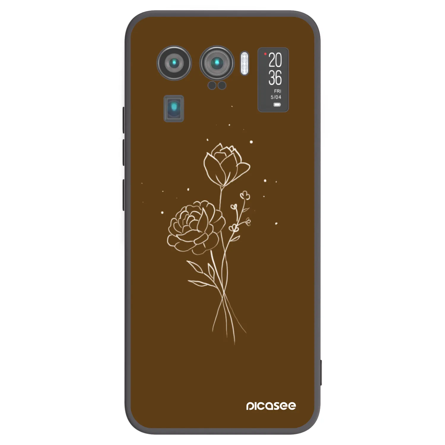 Picasee husă neagră din silicon pentru Xiaomi Mi 11 Ultra - Brown flowers