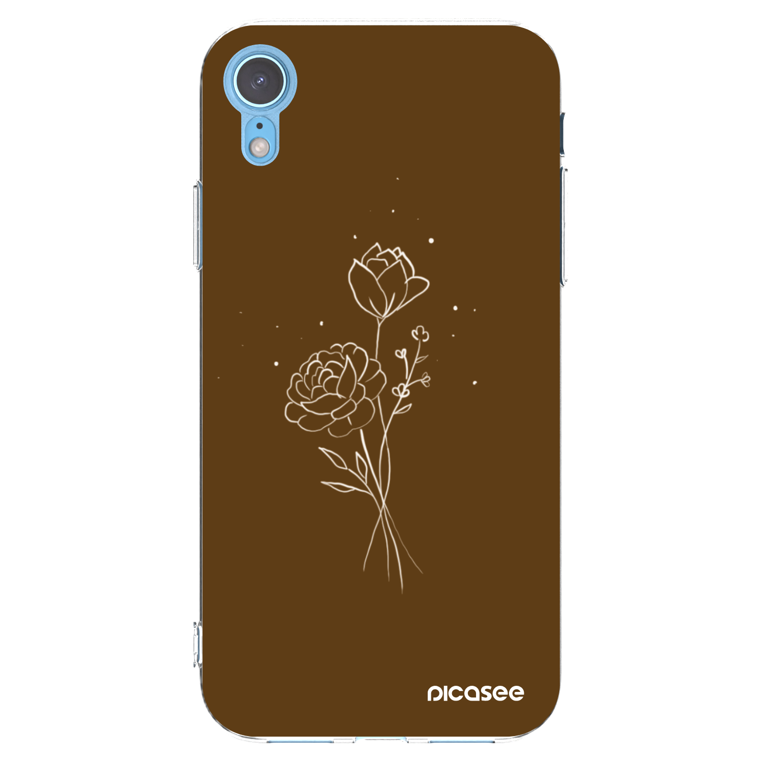 Picasee husă transparentă din silicon pentru Apple iPhone XR - Brown flowers