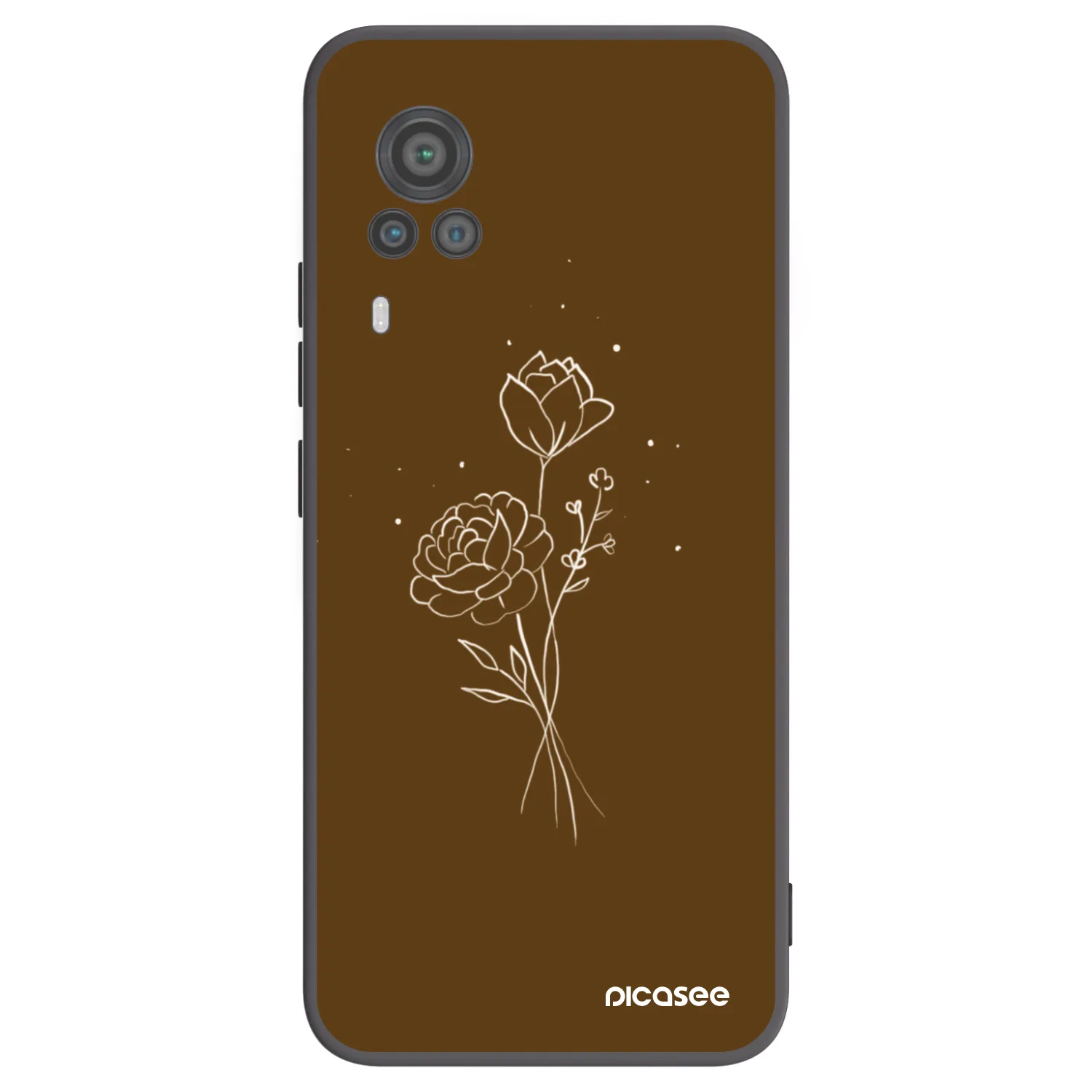 Picasee husă neagră din silicon pentru Vivo X60 Pro 5G - Brown flowers