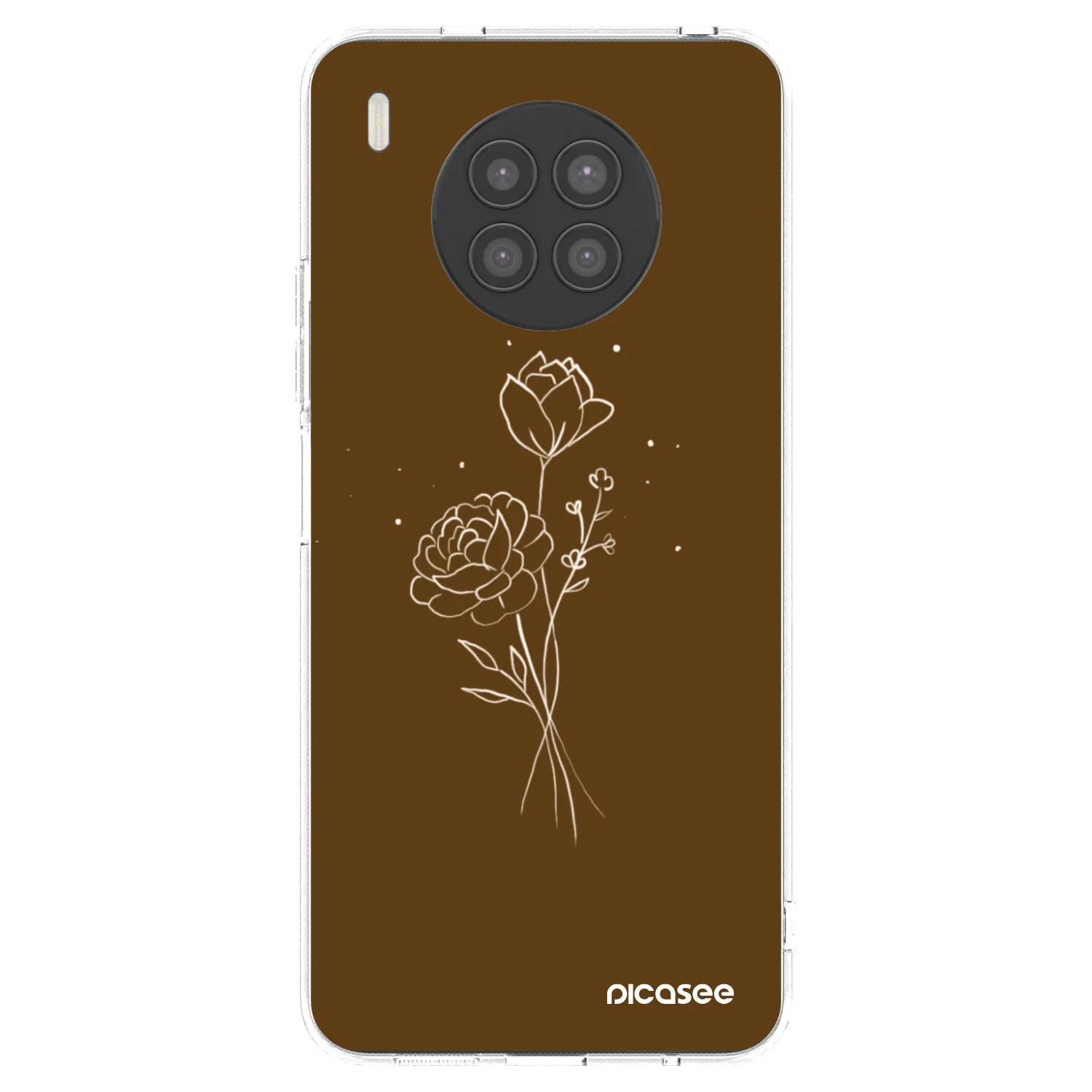 Picasee husă transparentă din silicon pentru Huawei Nova 8i - Brown flowers