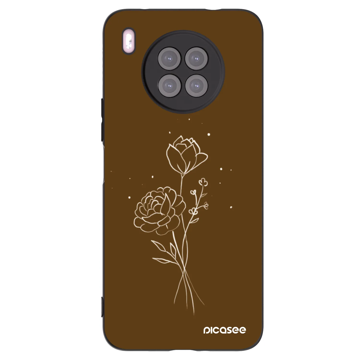 Picasee husă neagră din silicon pentru Huawei Nova 8i - Brown flowers
