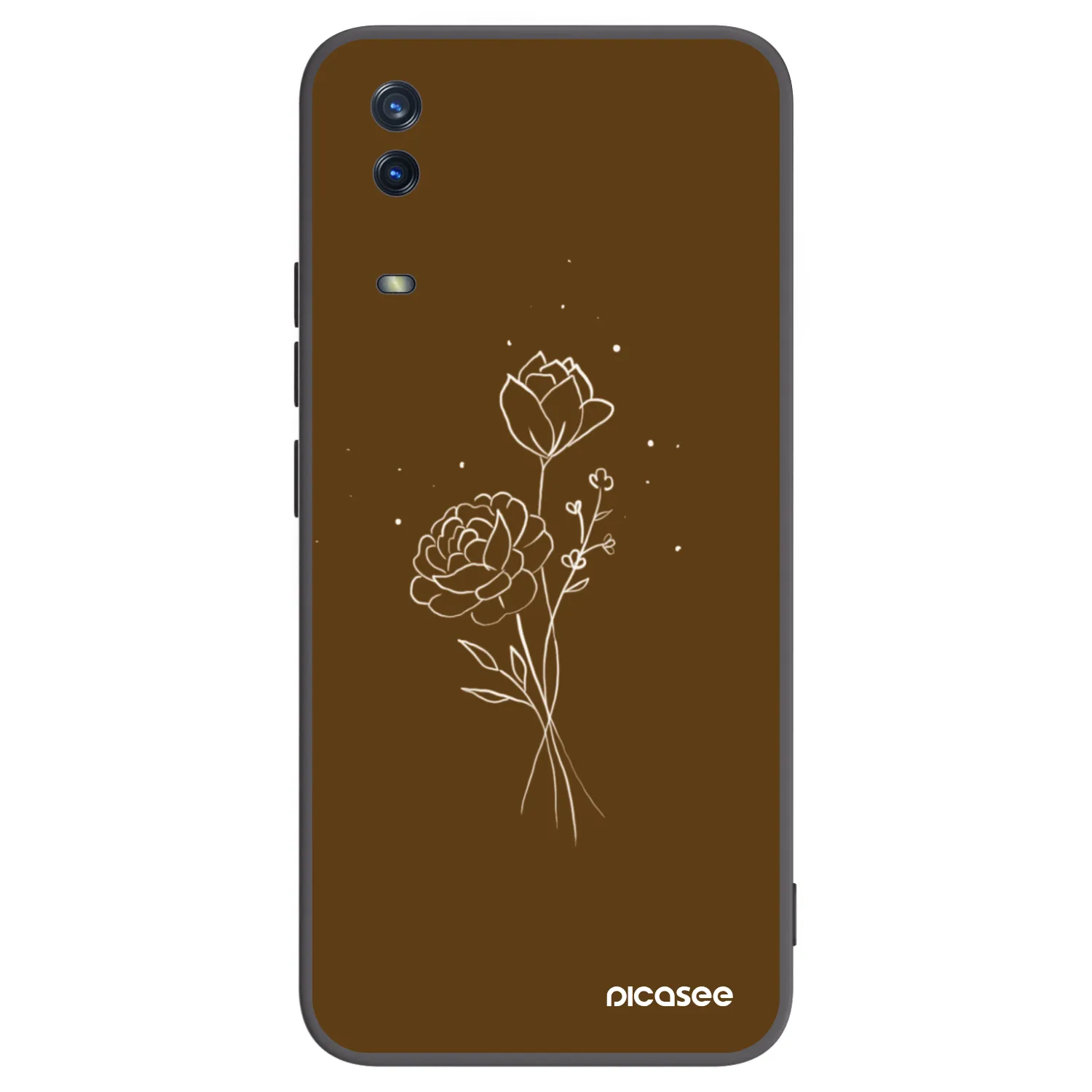 Picasee husă neagră din silicon pentru Vivo Y11s - Brown flowers