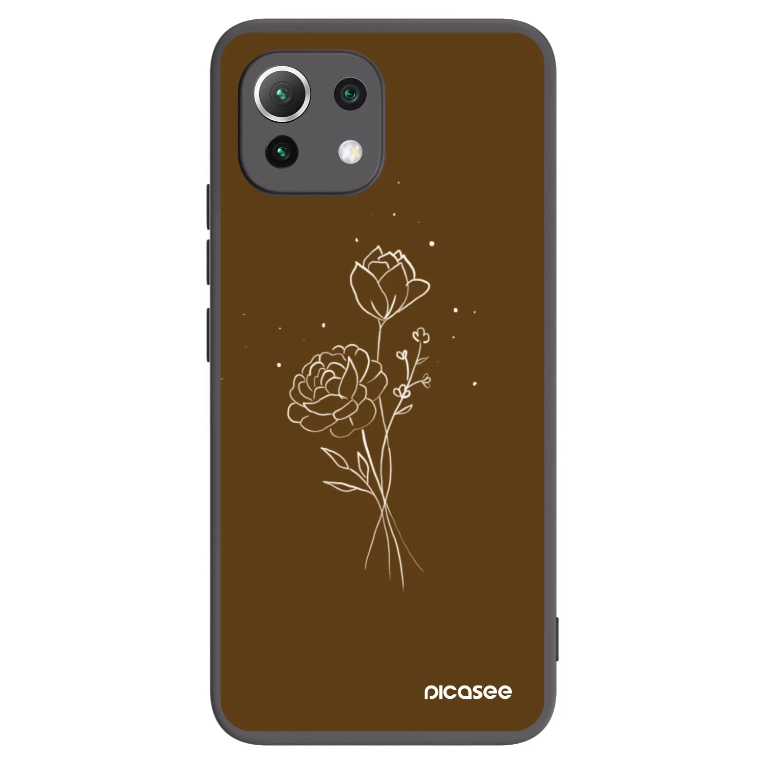 Picasee husă neagră din silicon pentru Xiaomi 11 Lite 5G NE - Brown flowers