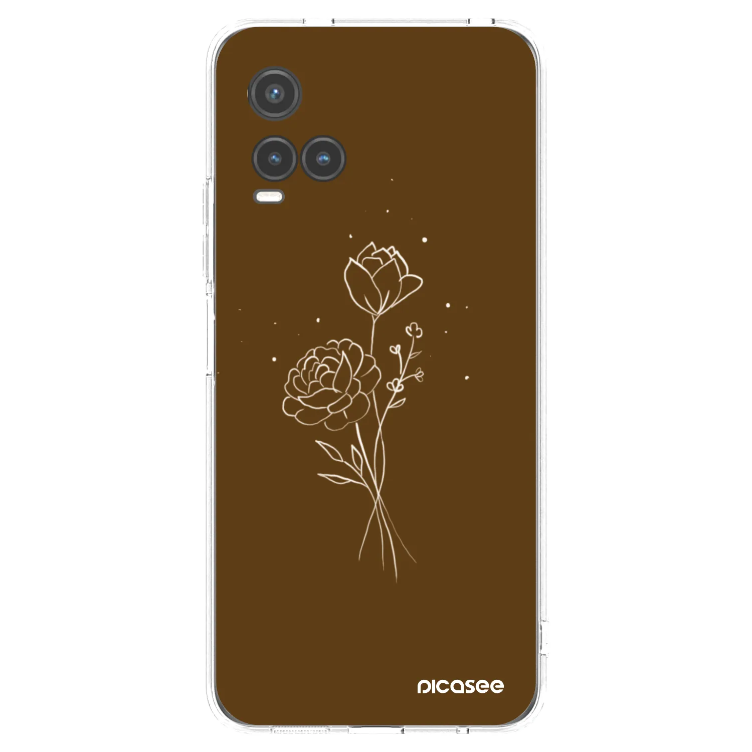 Picasee husă transparentă din silicon pentru Vivo Y33s - Brown flowers
