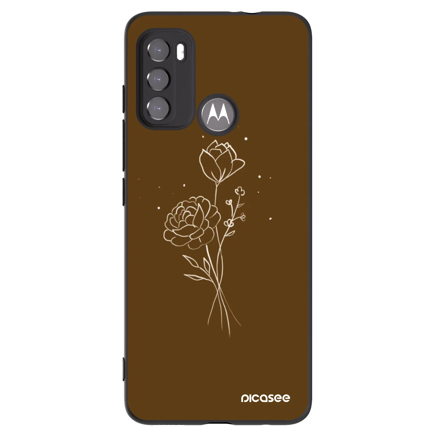 Picasee husă neagră din silicon pentru Motorola Moto G60 - Brown flowers