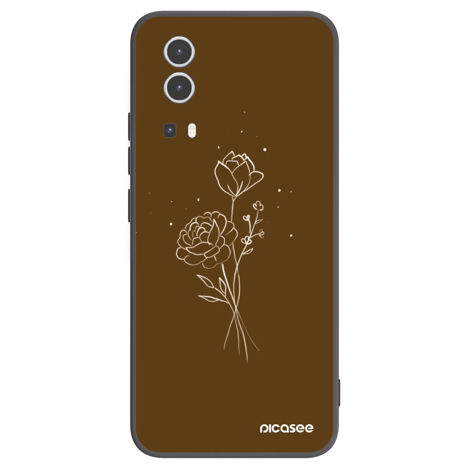 Picasee husă neagră din silicon pentru Vivo Y72 5G - Brown flowers