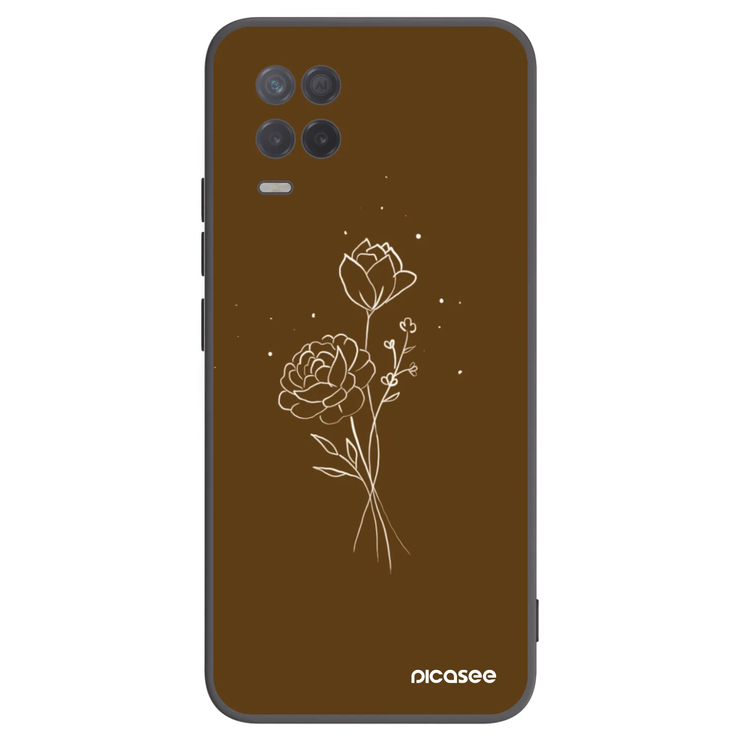 Picasee husă neagră din silicon pentru Realme 8 5G - Brown flowers