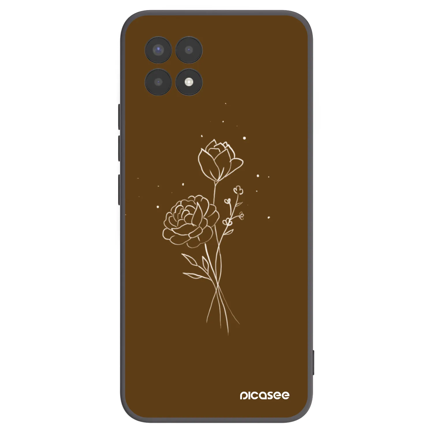 Picasee husă neagră din silicon pentru Realme 8i - Brown flowers