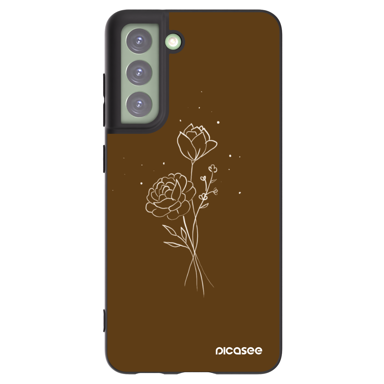 Picasee husă neagră din silicon pentru Samsung Galaxy S21 FE 5G - Brown flowers