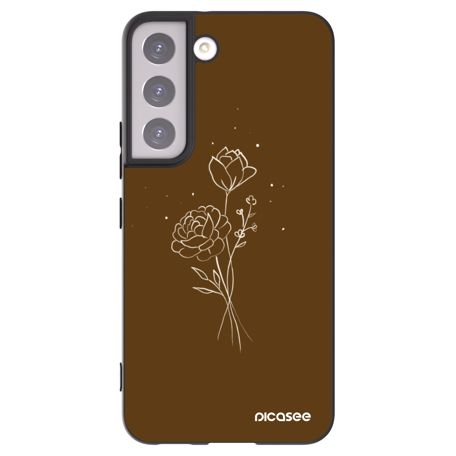 Picasee husă neagră din silicon pentru Samsung Galaxy S22 5G - Brown flowers