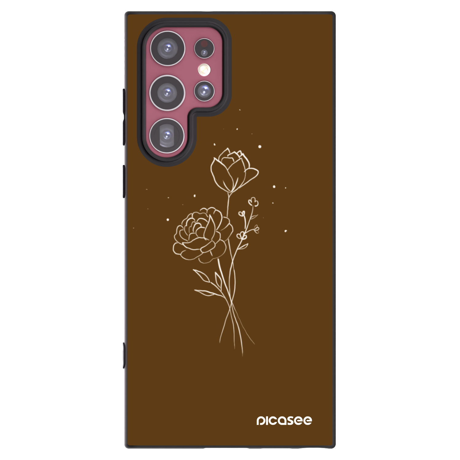 Picasee husă neagră din silicon pentru Samsung Galaxy S22 Ultra 5G - Brown flowers