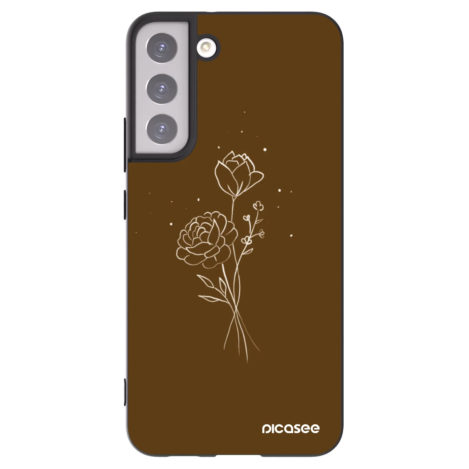 Picasee husă neagră din silicon pentru Samsung Galaxy S22+ 5G - Brown flowers