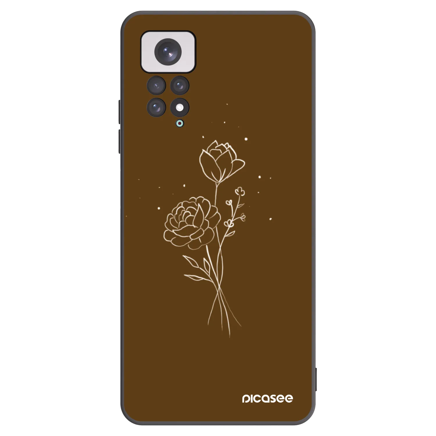 Picasee husă neagră din silicon pentru Xiaomi Redmi Note 11 - Brown flowers