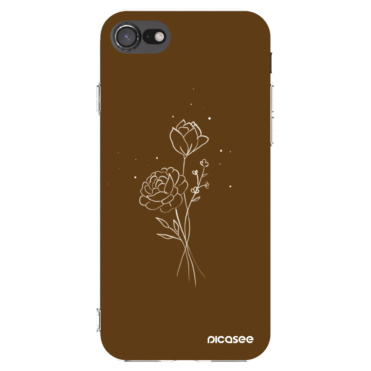 Picasee husă transparentă din silicon pentru Apple iPhone SE 2022 - Brown flowers