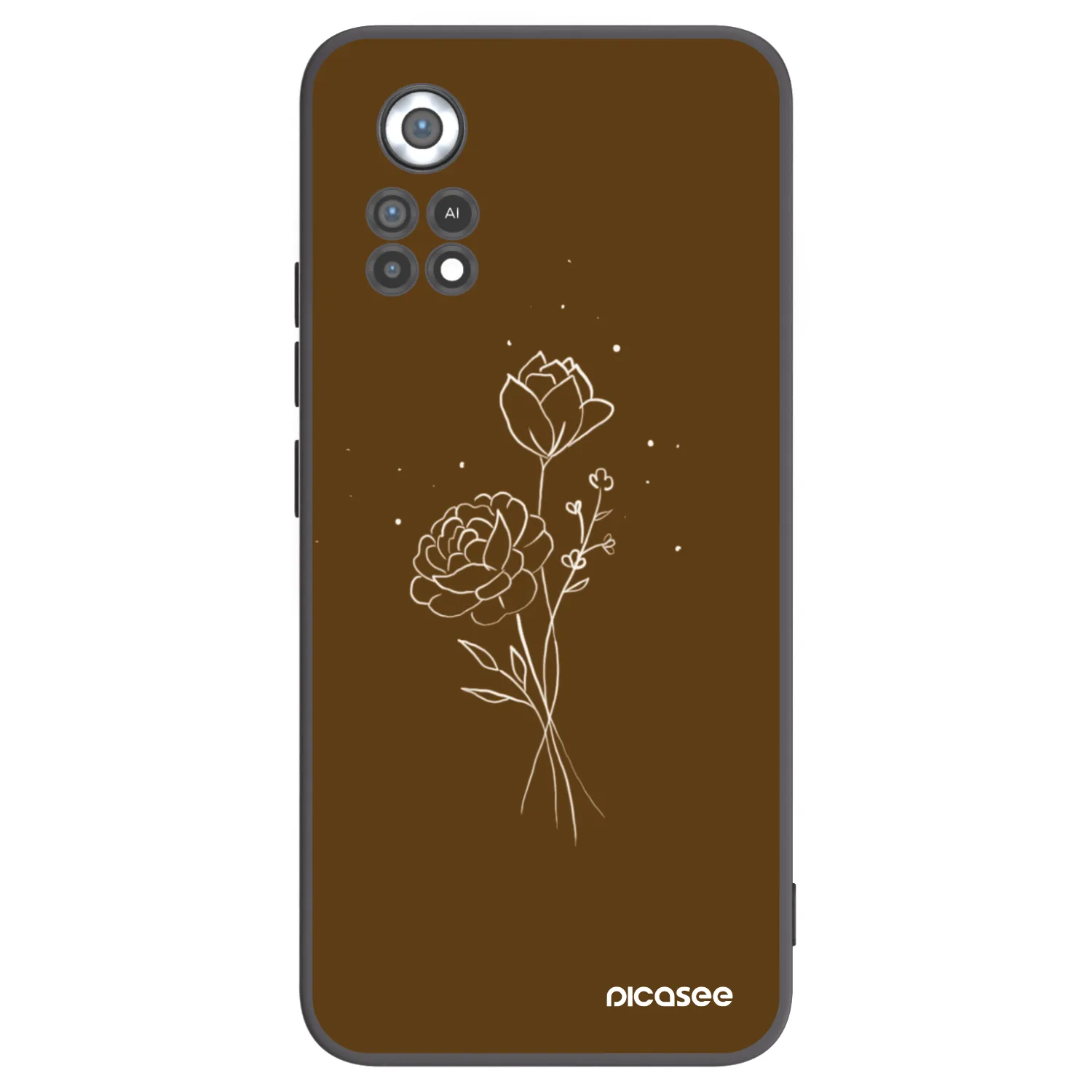 Picasee husă neagră din silicon pentru Xiaomi Poco X4 Pro 5G - Brown flowers