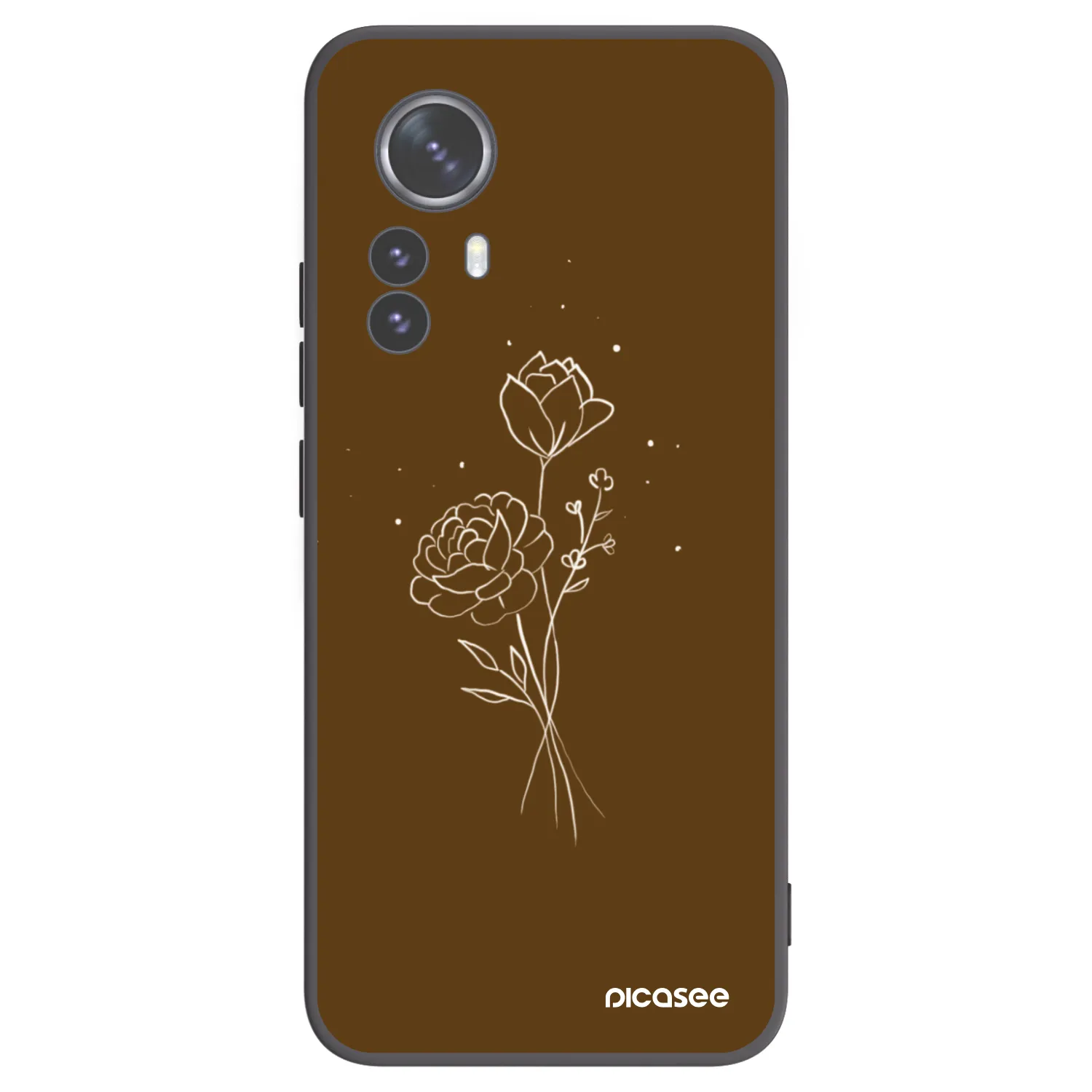 Picasee husă neagră din silicon pentru Xiaomi 12 Pro - Brown flowers