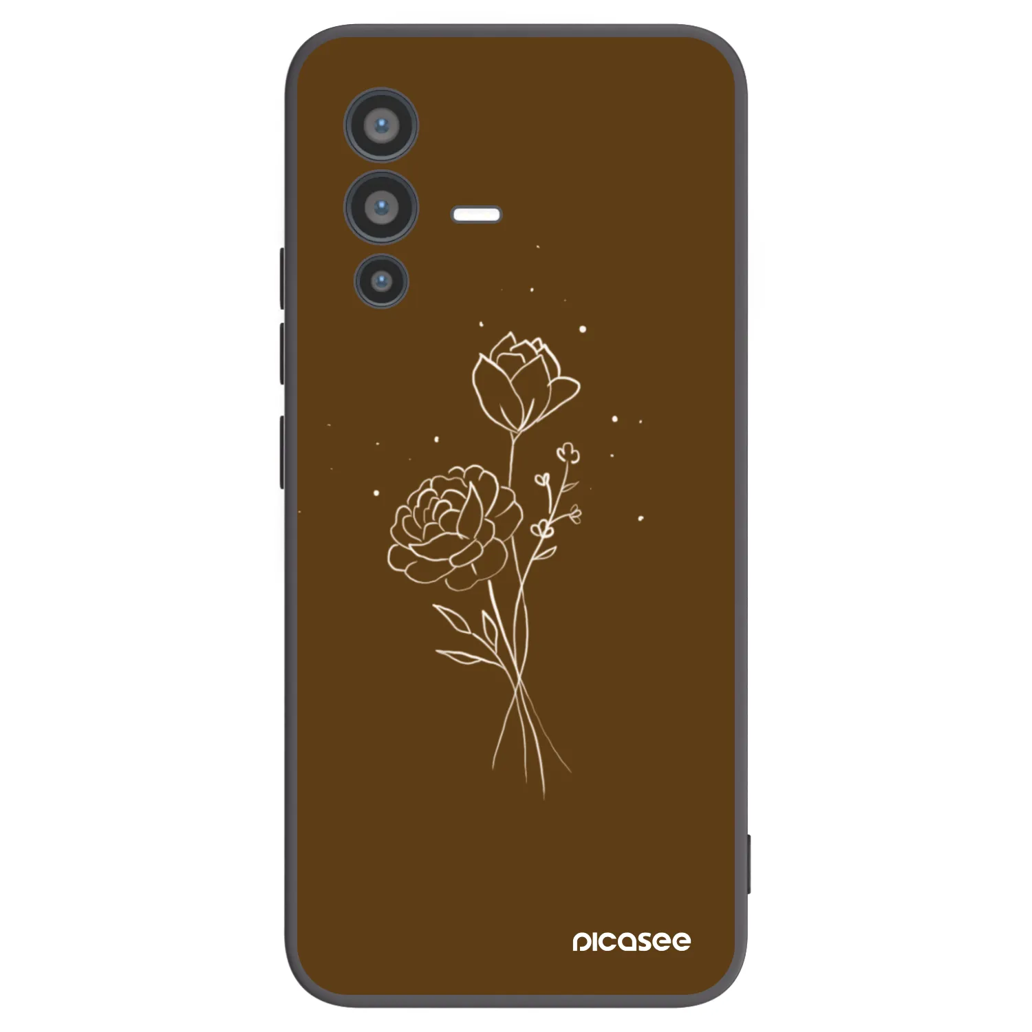 Picasee husă neagră din silicon pentru Vivo V23 5G - Brown flowers
