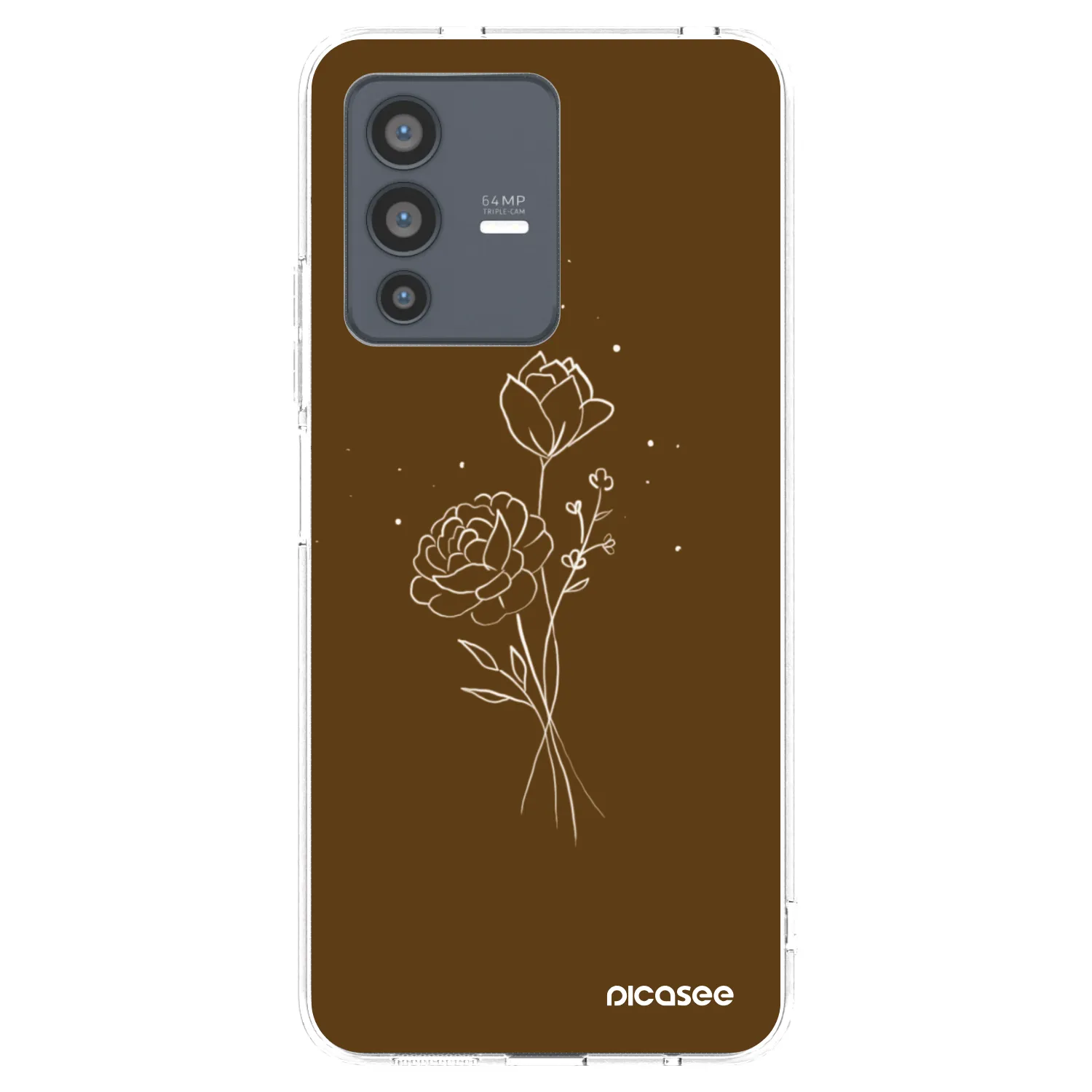 Picasee husă transparentă din silicon pentru Vivo V23 5G - Brown flowers