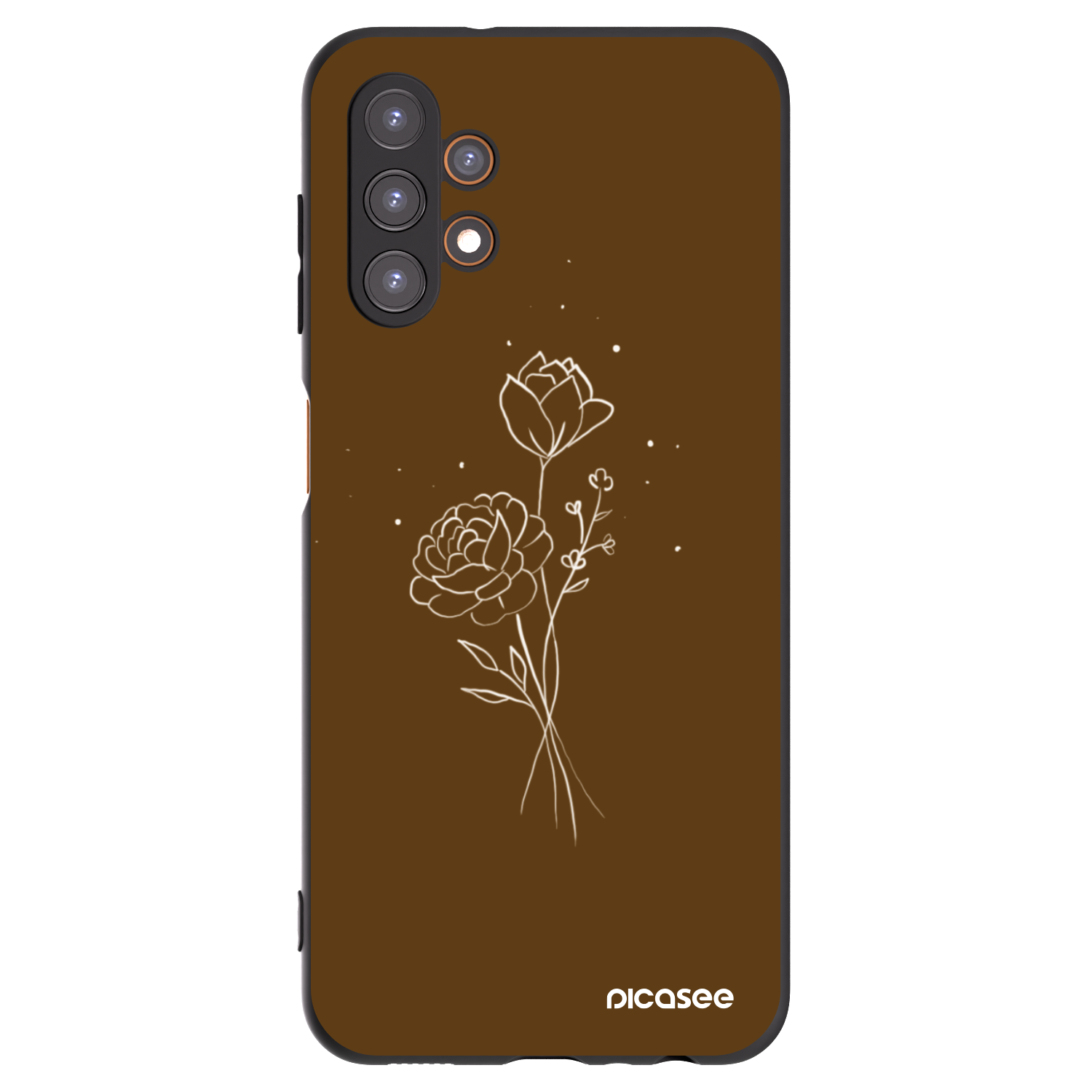 Picasee husă neagră din silicon pentru Samsung Galaxy A13 4G A135 - Brown flowers