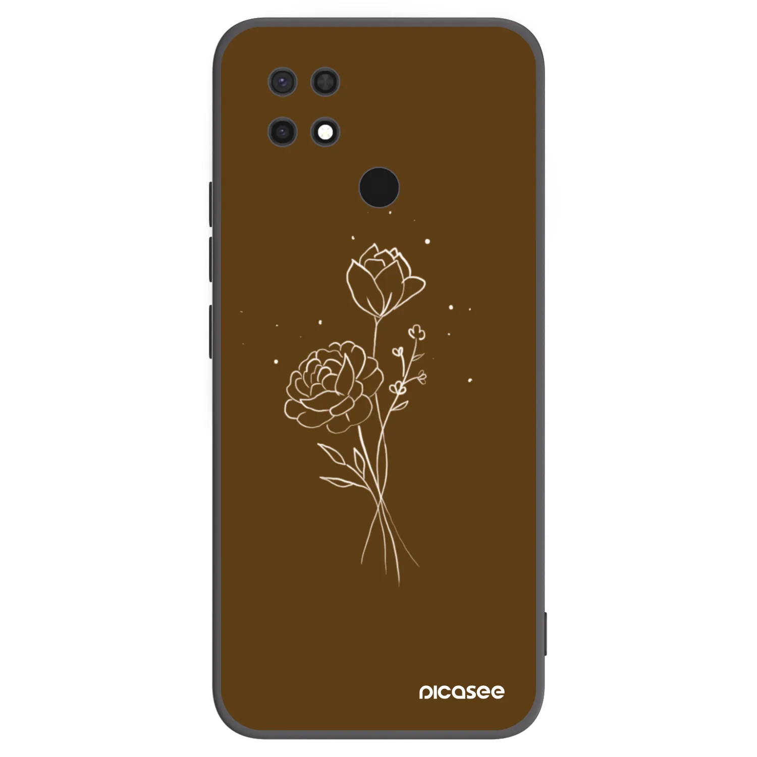 Picasee husă neagră din silicon pentru Xiaomi Redmi 10C - Brown flowers