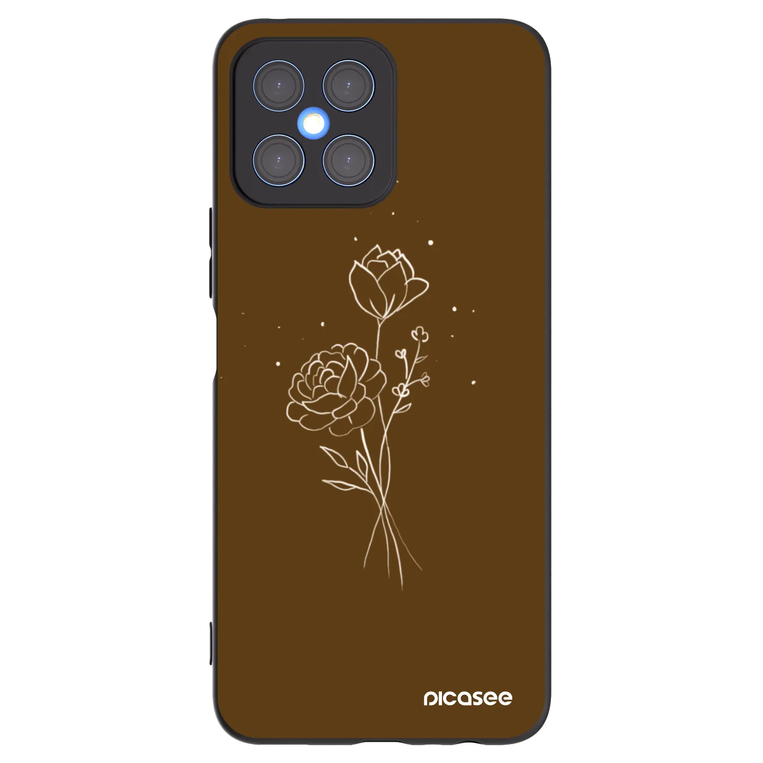Picasee husă neagră din silicon pentru Honor X8 4G - Brown flowers