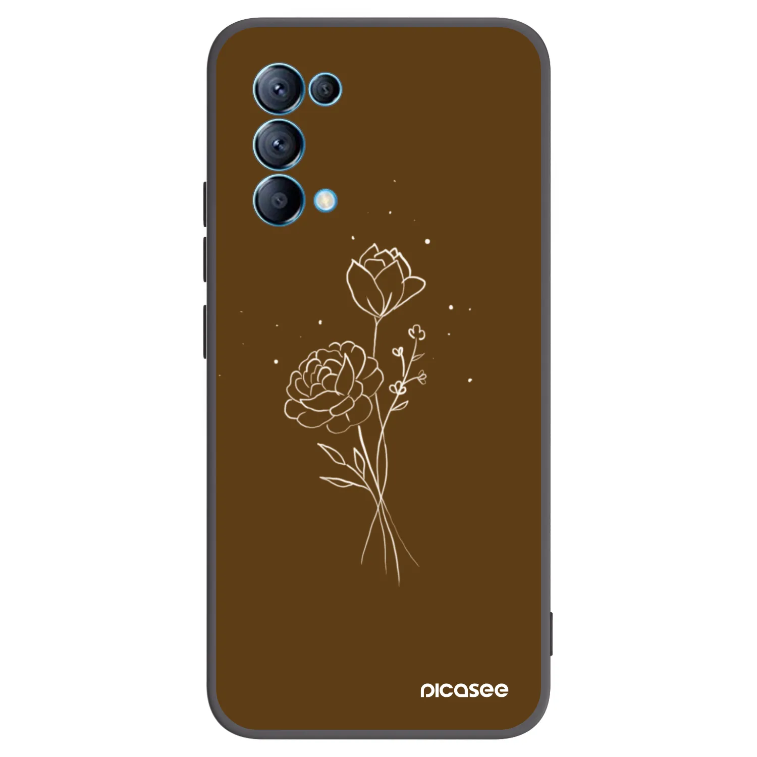 Picasee husă neagră din silicon pentru OPPO Reno 5 5G - Brown flowers