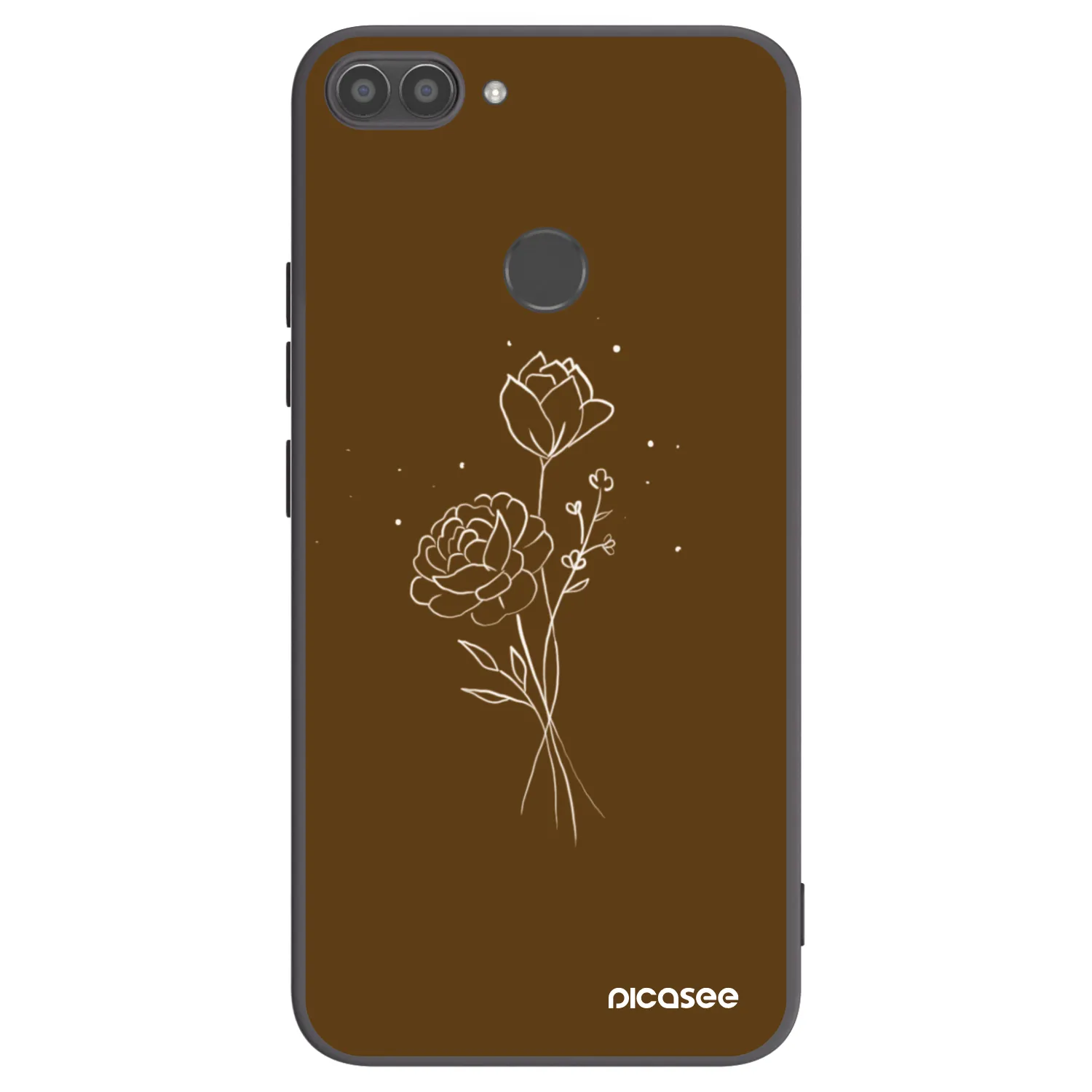 Picasee husă neagră din silicon pentru Huawei P Smart - Brown flowers