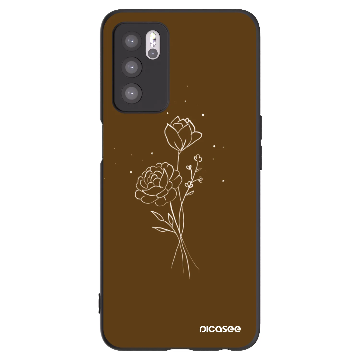Picasee husă neagră din silicon pentru OPPO A16 - Brown flowers