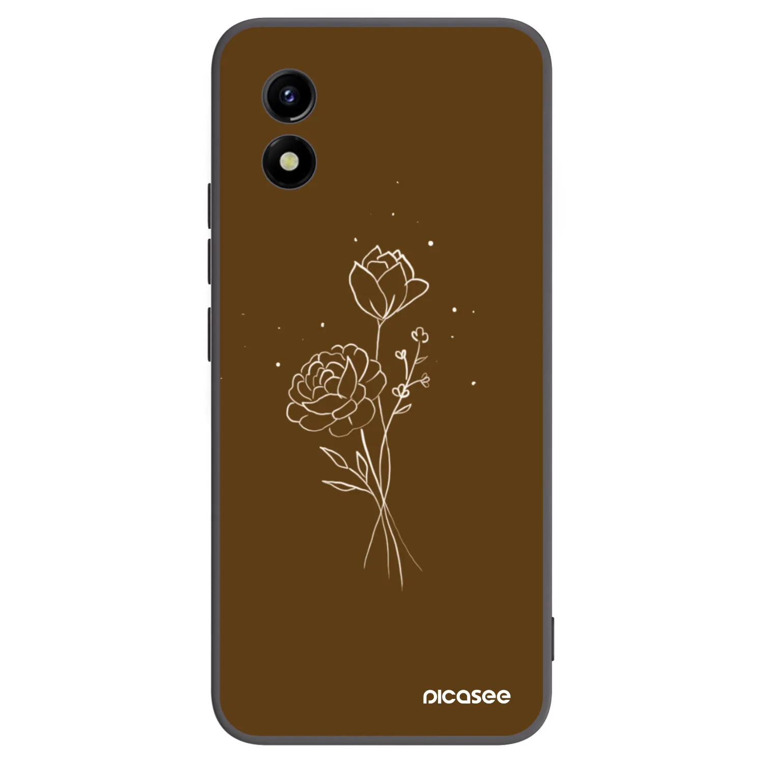 Picasee husă neagră din silicon pentru Vivo Y01 - Brown flowers