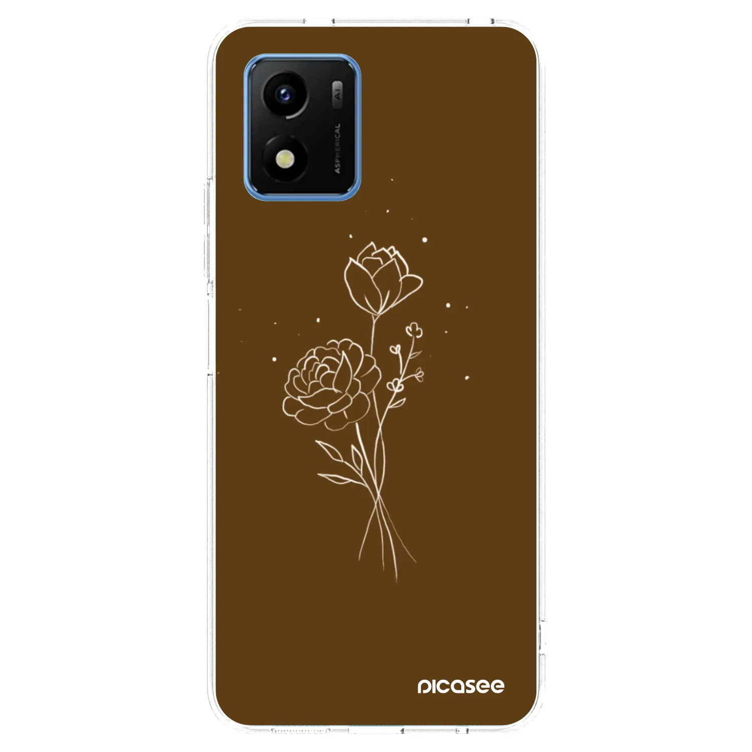 Picasee husă transparentă din silicon pentru Vivo Y01 - Brown flowers