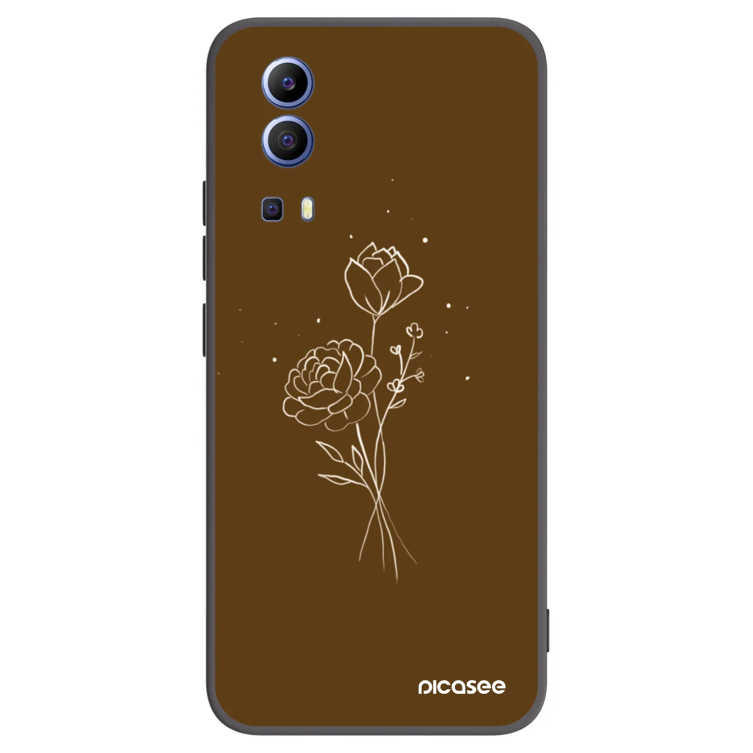 Picasee husă neagră din silicon pentru Vivo Y52 5G - Brown flowers