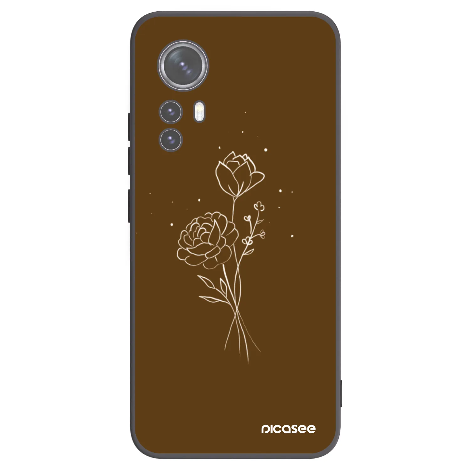 Picasee husă neagră din silicon pentru Xiaomi 12X - Brown flowers