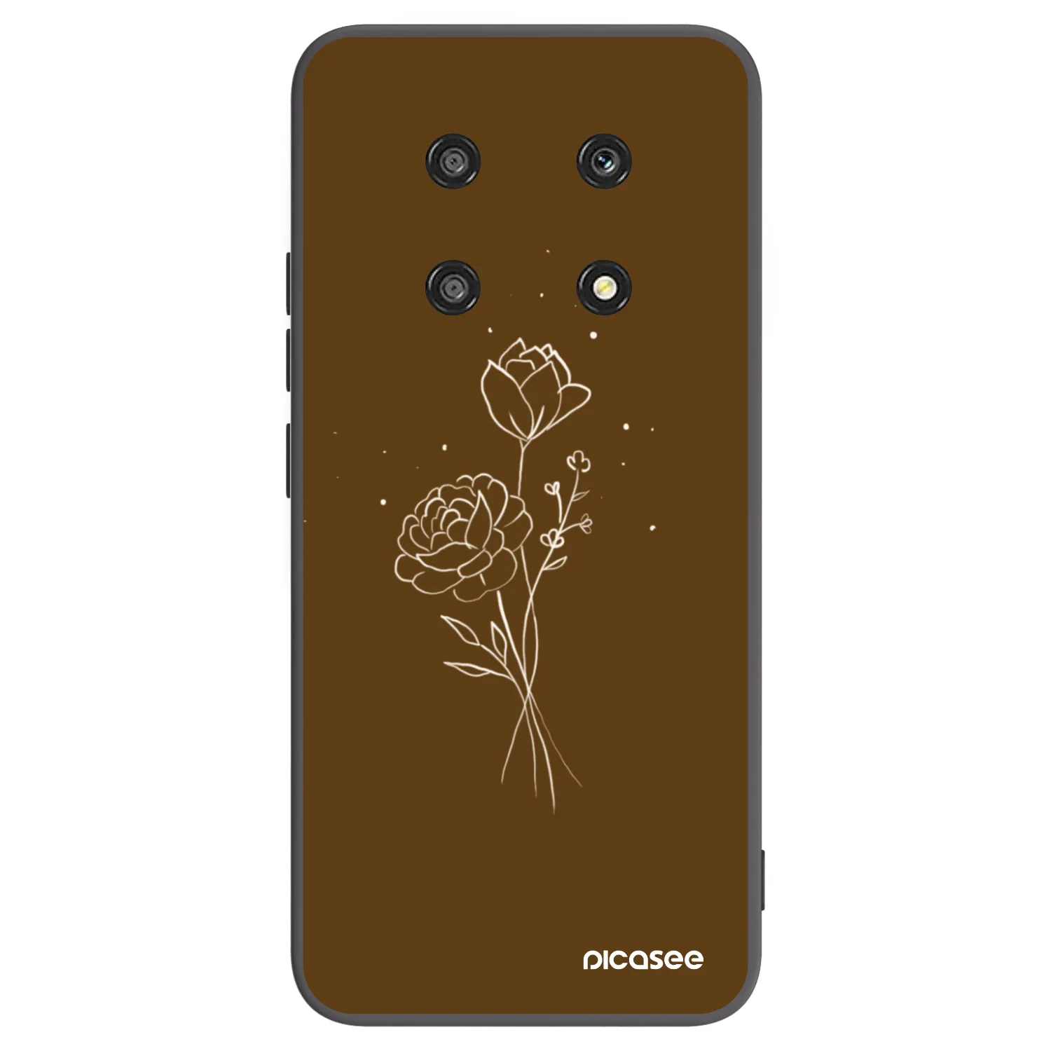 Picasee husă neagră din silicon pentru Honor Magic4 Lite 5G - Brown flowers