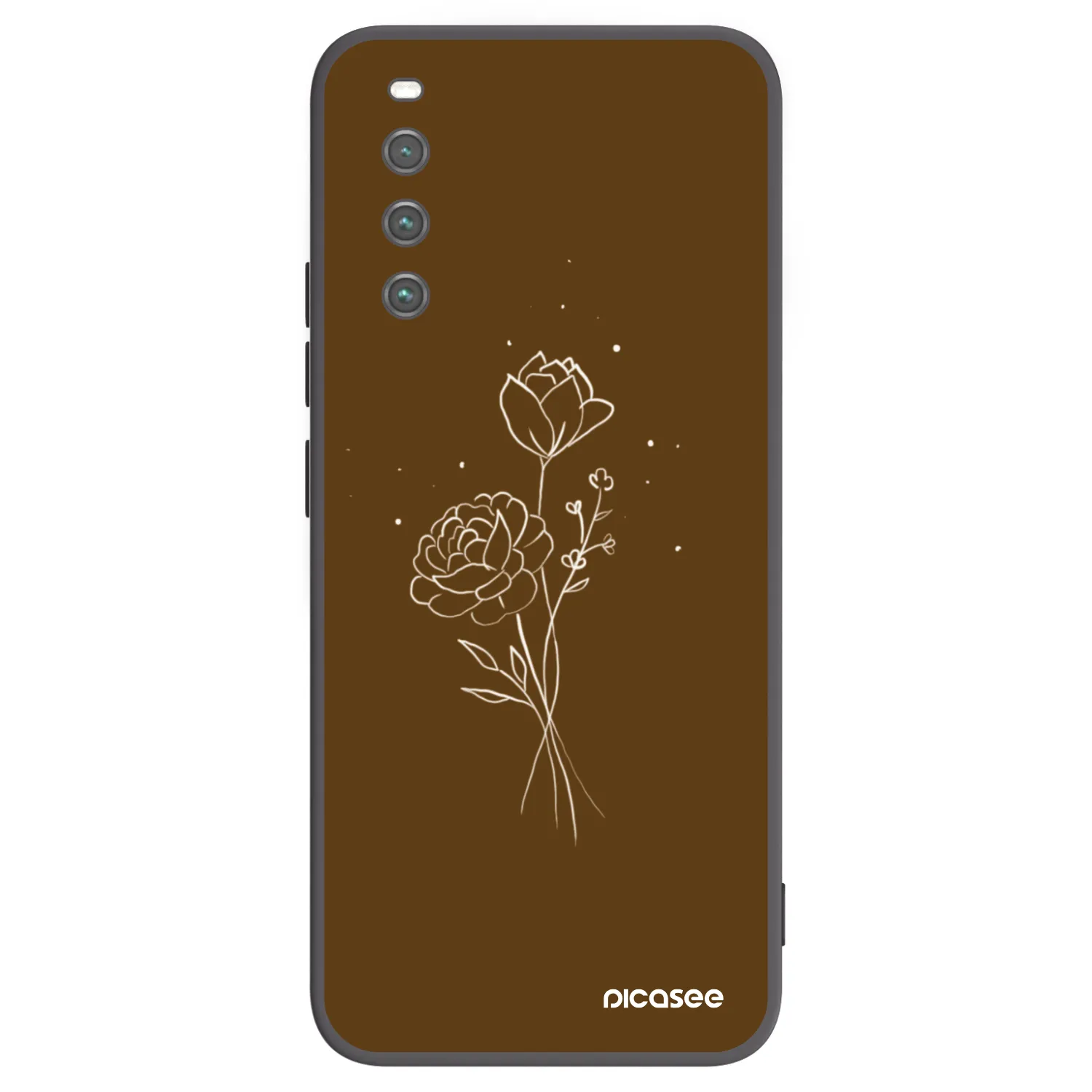 Picasee husă neagră din silicon pentru Sony Xperia 10 IV 5G - Brown flowers