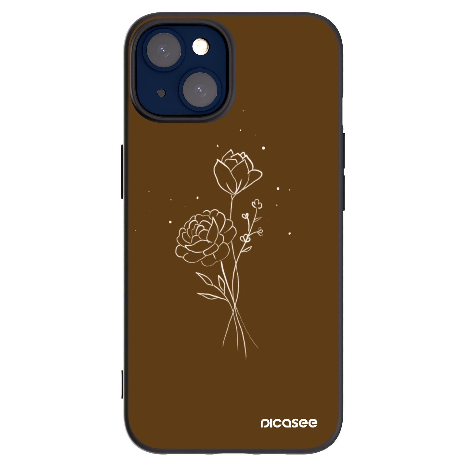 Picasee husă neagră din silicon pentru Apple iPhone 14 - Brown flowers