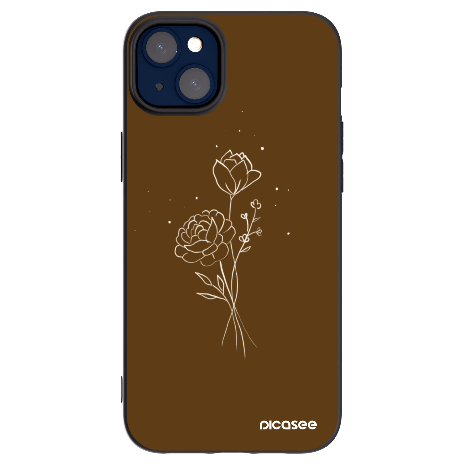 Picasee husă neagră din silicon pentru Apple iPhone 14 Plus - Brown flowers