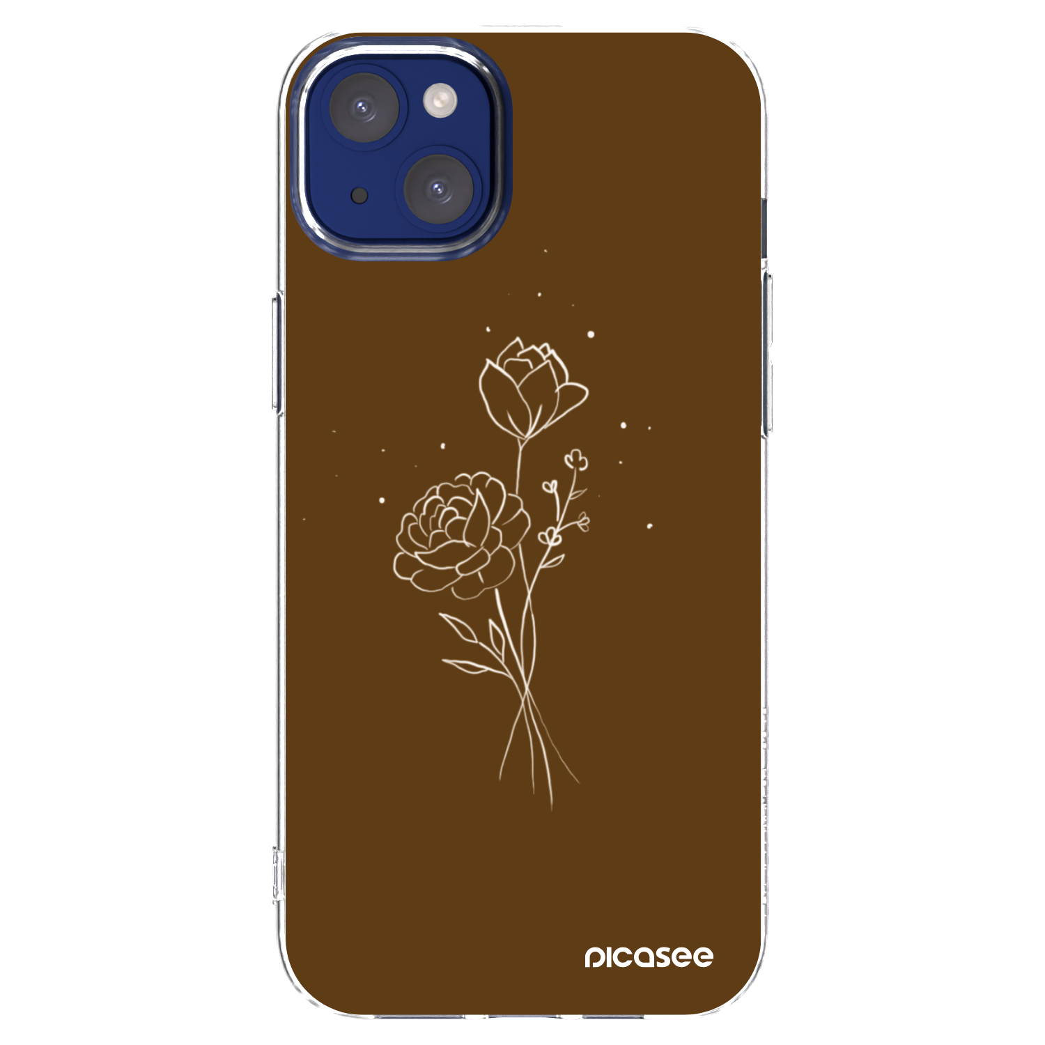 Picasee husă transparentă din silicon pentru Apple iPhone 14 Plus - Brown flowers