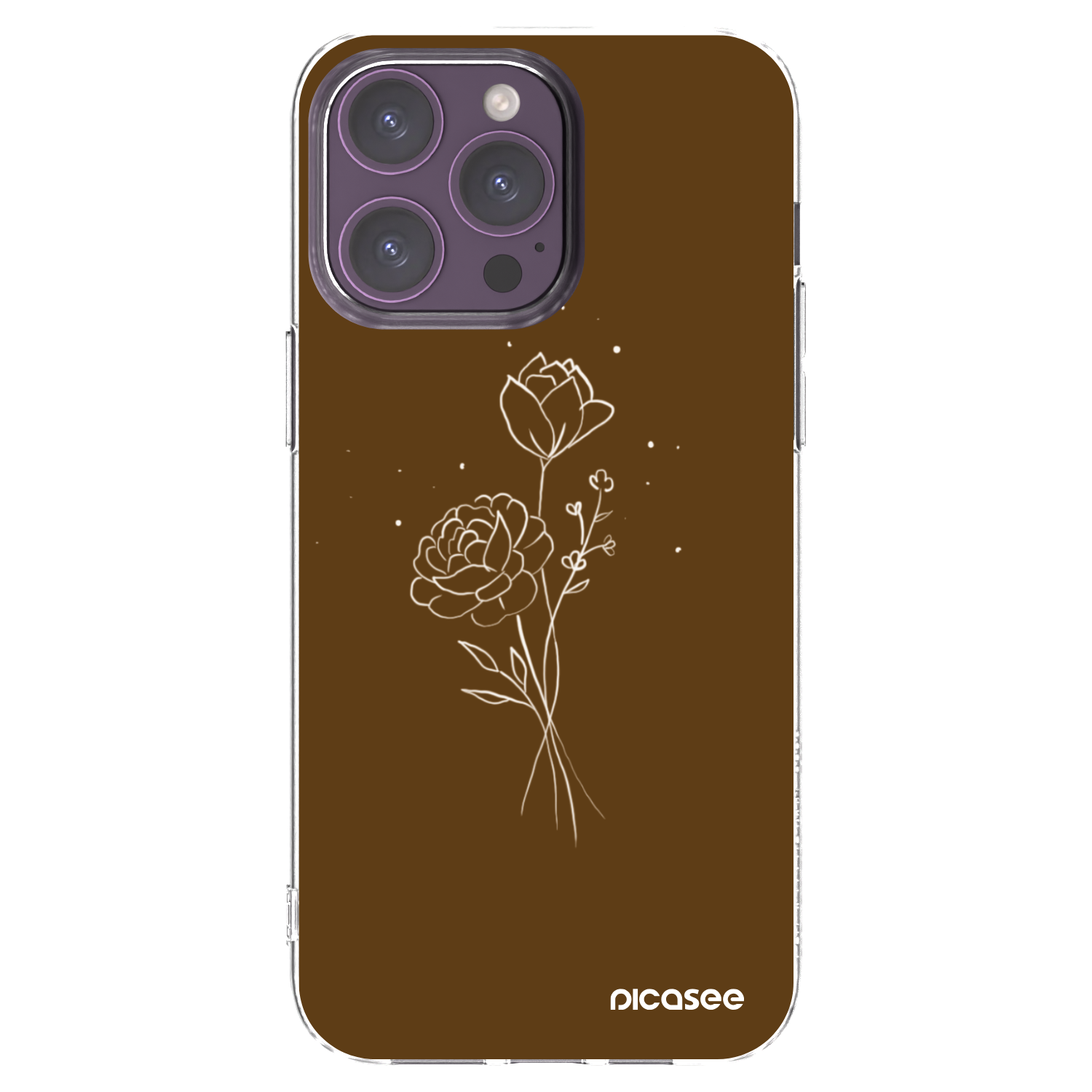 Picasee husă transparentă din silicon pentru Apple iPhone 14 Pro Max - Brown flowers