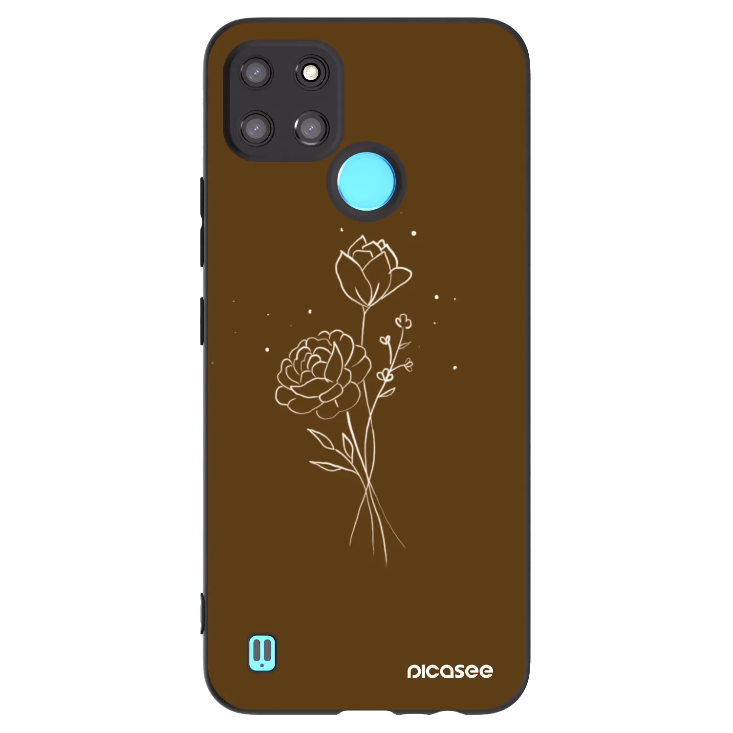 Picasee husă neagră din silicon pentru Realme C21Y - Brown flowers