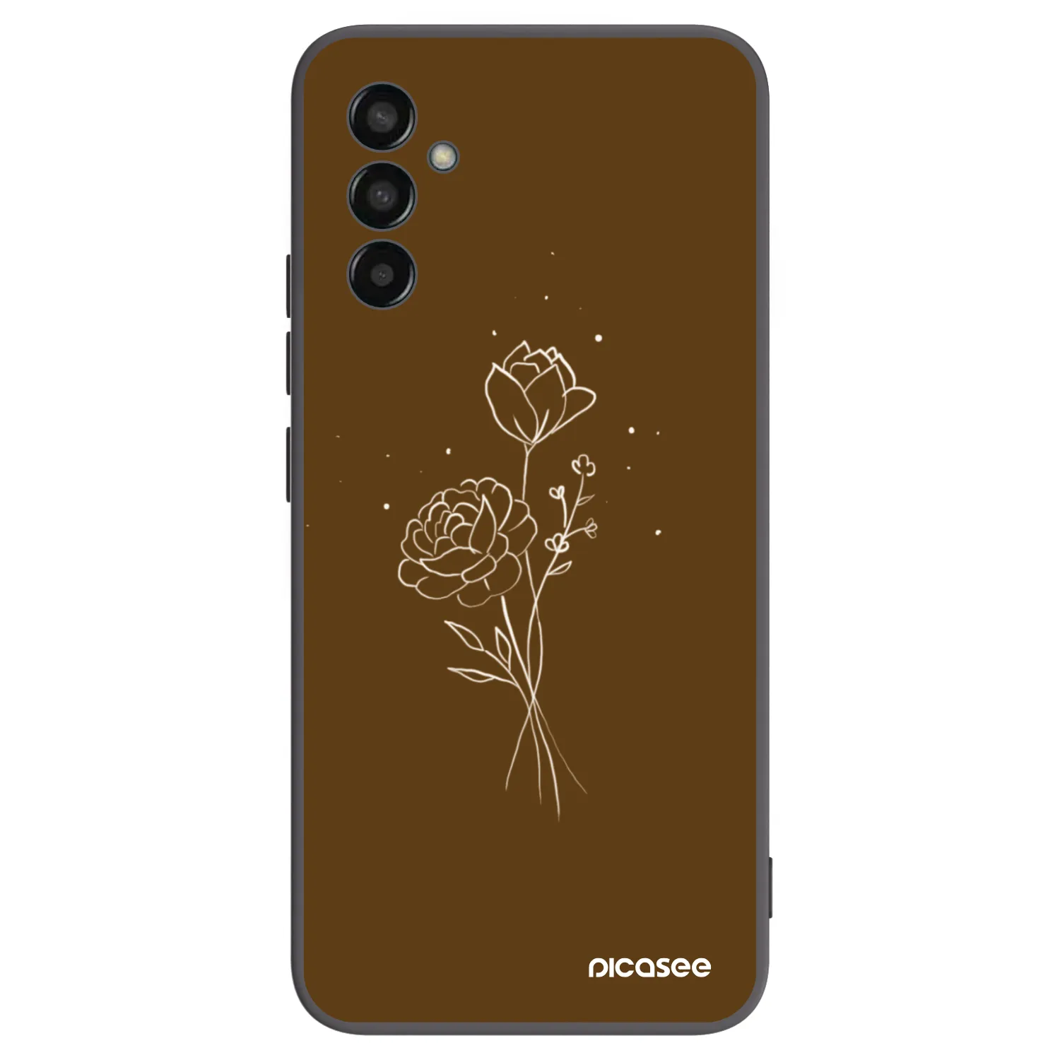 Picasee husă neagră din silicon pentru Samsung Galaxy M13 M135F - Brown flowers